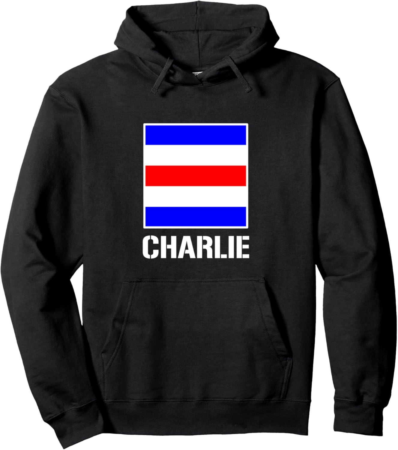 

ICS Морской сигнальный флаг Алфавит - Толстовка с капюшоном Charlie с буквой C Signal Flag Alphabet Nautical Flag Shirts & Gifts, черный