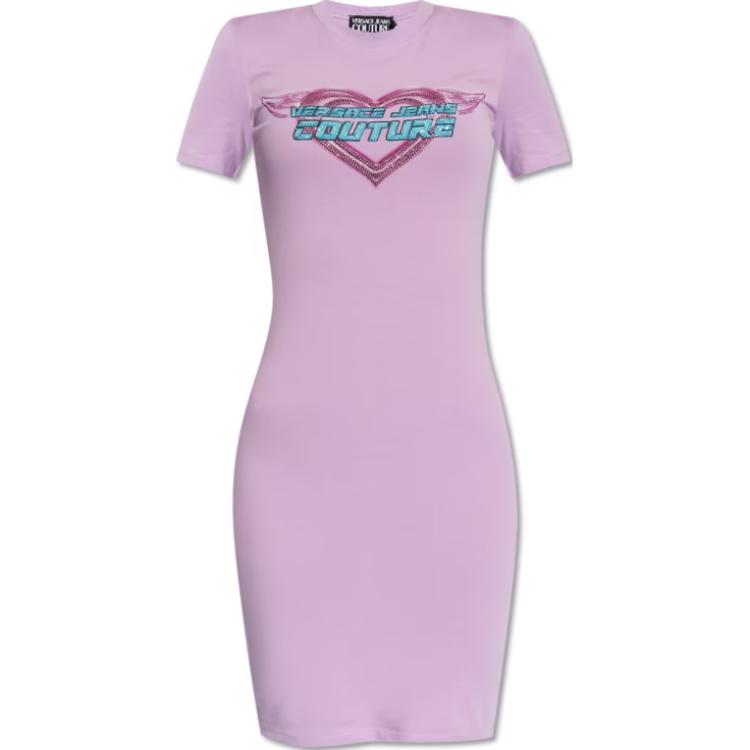 

Мини-платье с отделкой стразами VERSACE JEANS COUTURE, розовый