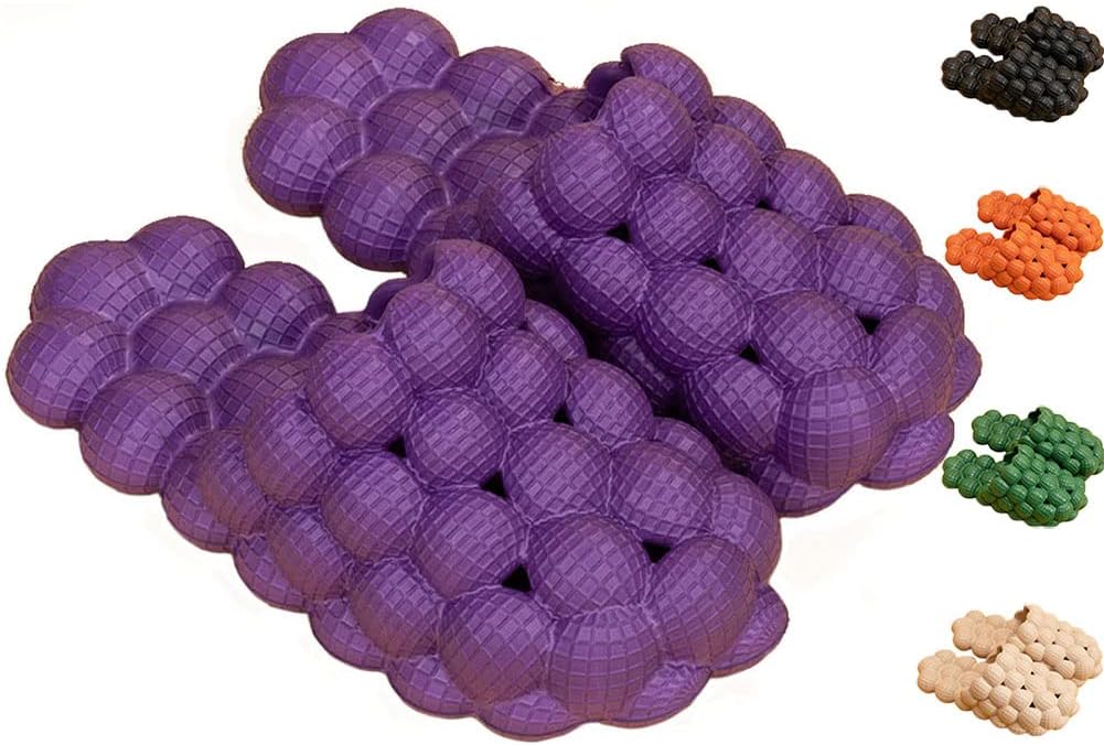 

Унисекс сандалии с личи, тапочки с личи для дома, душа и пляжа, массажные тапочки для снятия стресса для использования внутри и снаружи Han Shan, фиолетовый