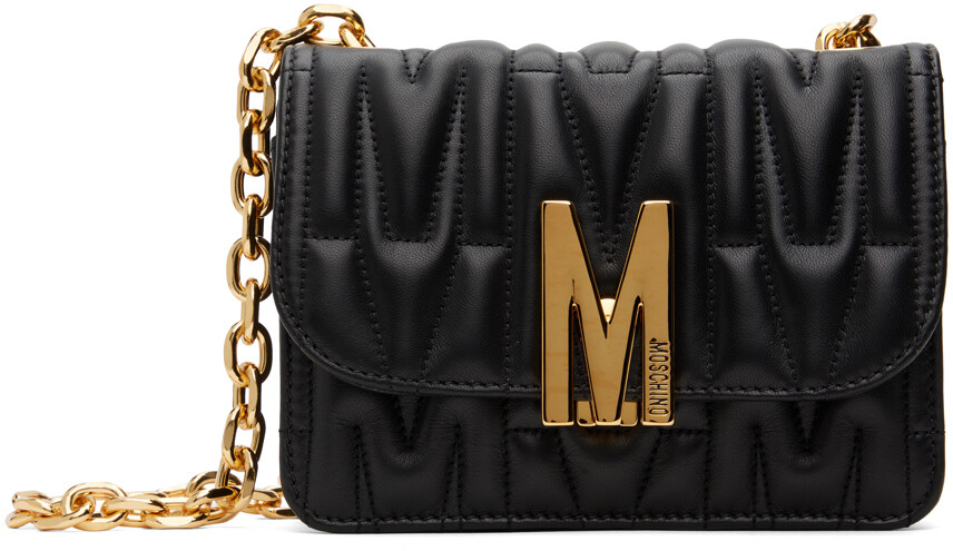 

Черная мягкая кожаная сумка Moschino