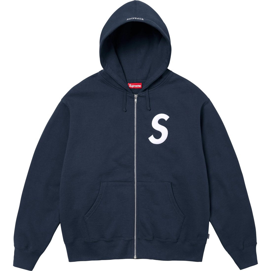 

Футболка с капюшоном на молнии Supreme с логотипом S, серый/пепельно-серый