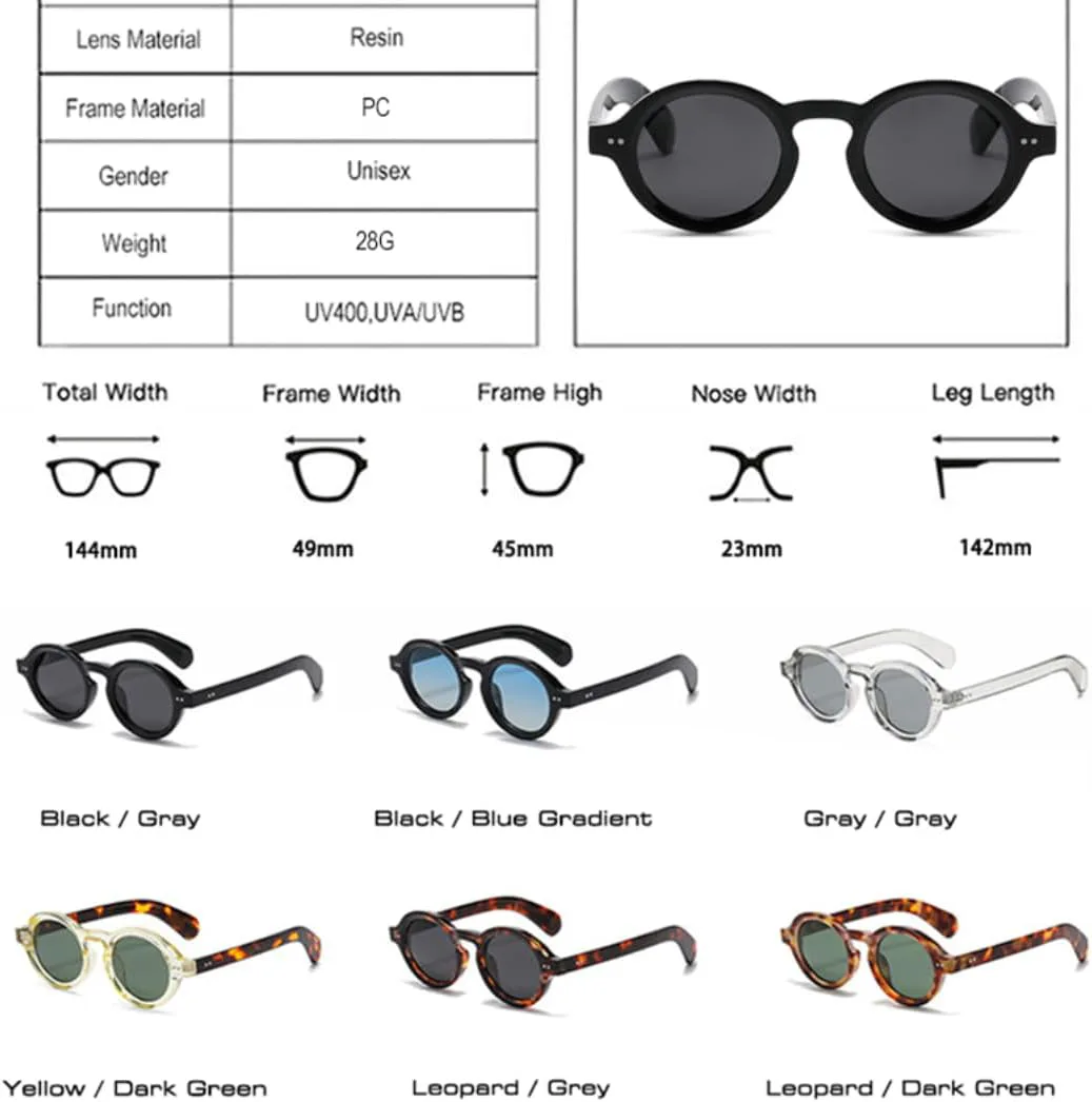 

Ретро круглые женские солнцезащитные очки с модными заклепками, мужские панк-очки с защитой от УФ-излучения UV400 и леопардовым принтом UATXTAU, Yellow Dark Green