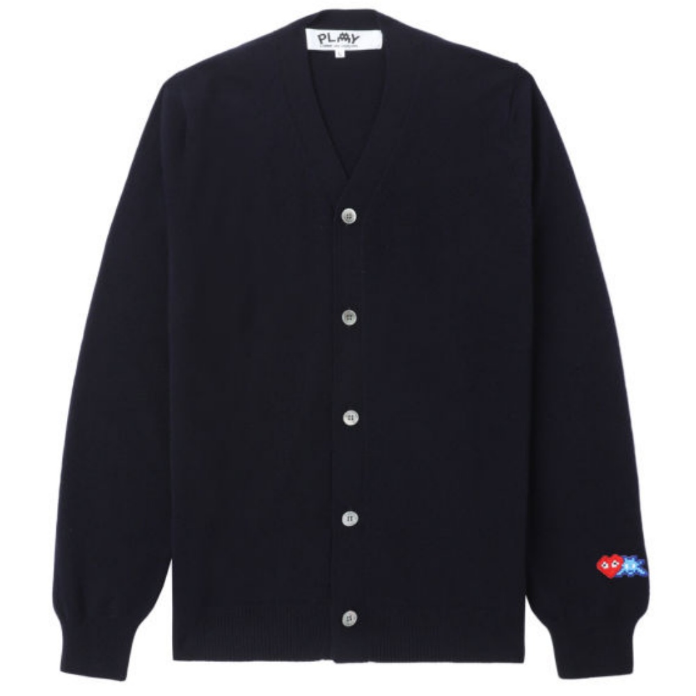 

CDG Play Трикотажный кардиган мужской, темно-синий, с круглым вырезом