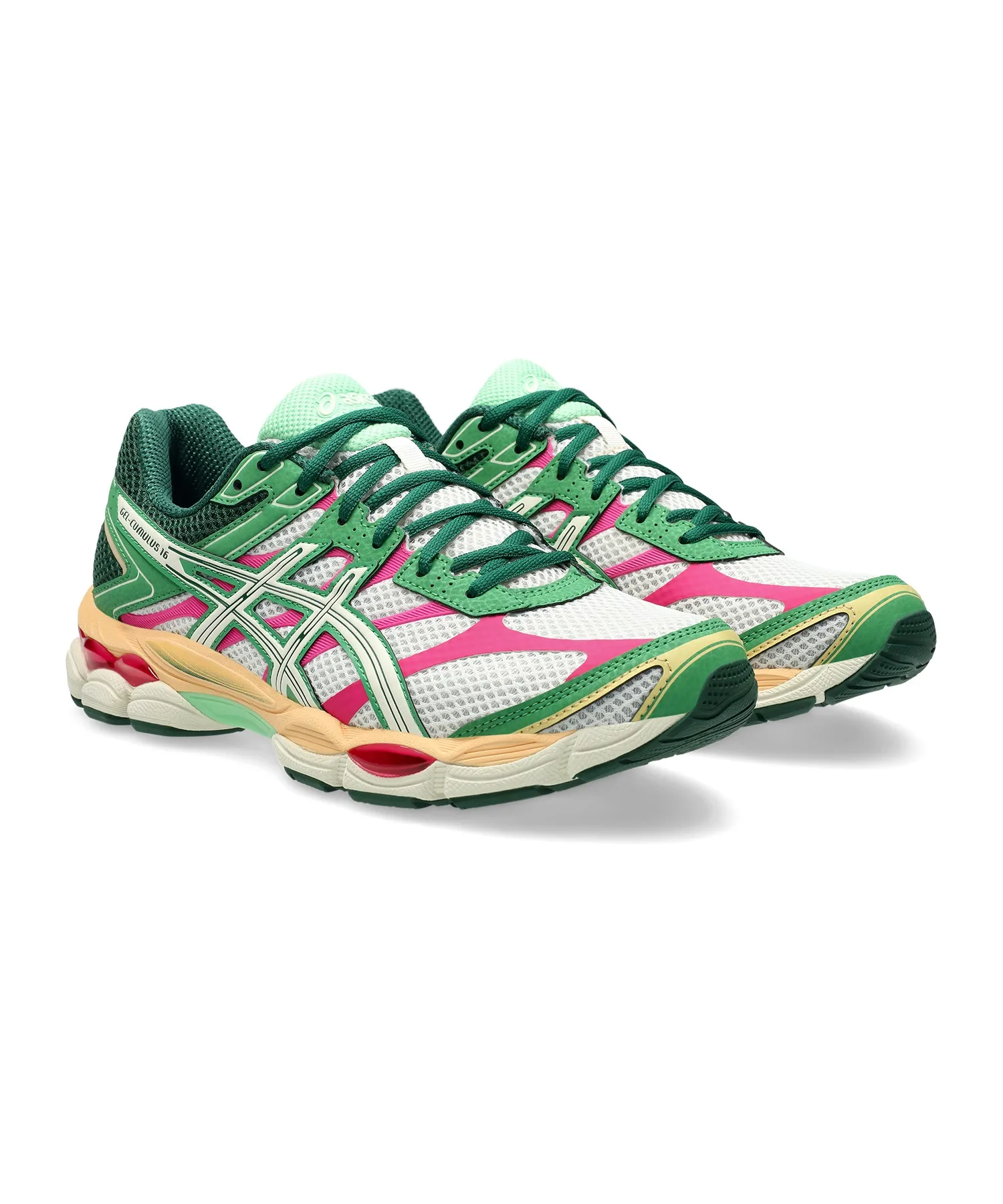Унисекс кроссовки для бега ASICS GEL-CUMULUS 16 бело-зелёные