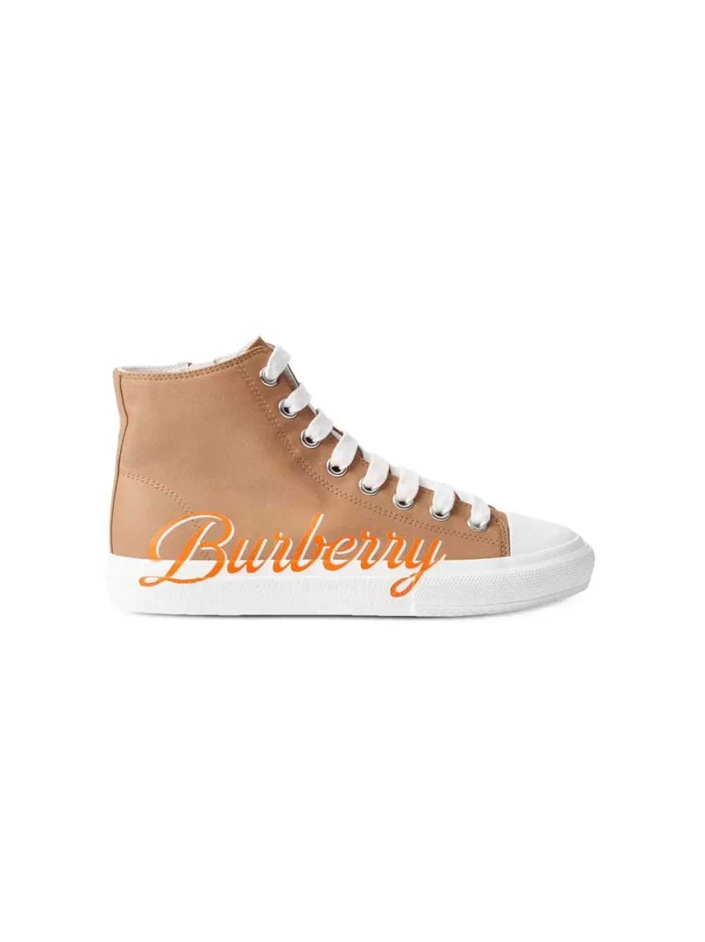 Высокие кеды из габардина с логотипом Burberry Kids, бежевый