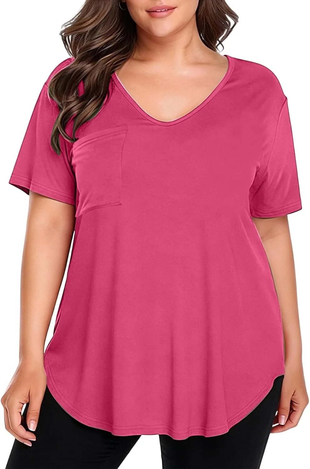 

Женская футболка Plus Size с V-образным вырезом и коротким рукавом