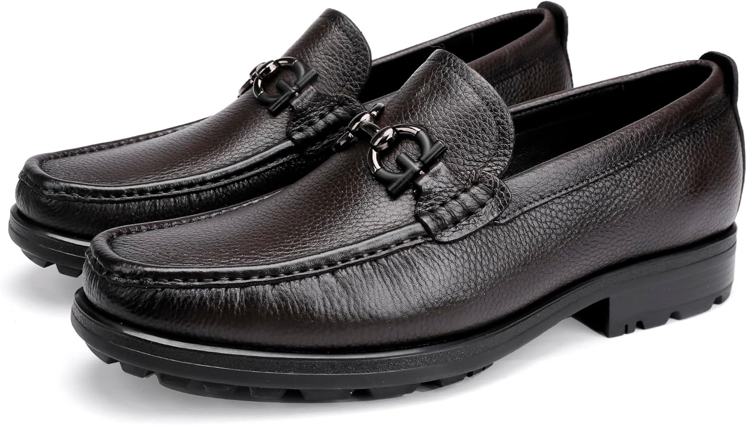 

Мужские премиальные кожаные туфли, роскошные лоферы с пряжкой ручной работы, праздничные туфли, свадебные повседневные лоферы на молнии для мужчин Generic, Coffee