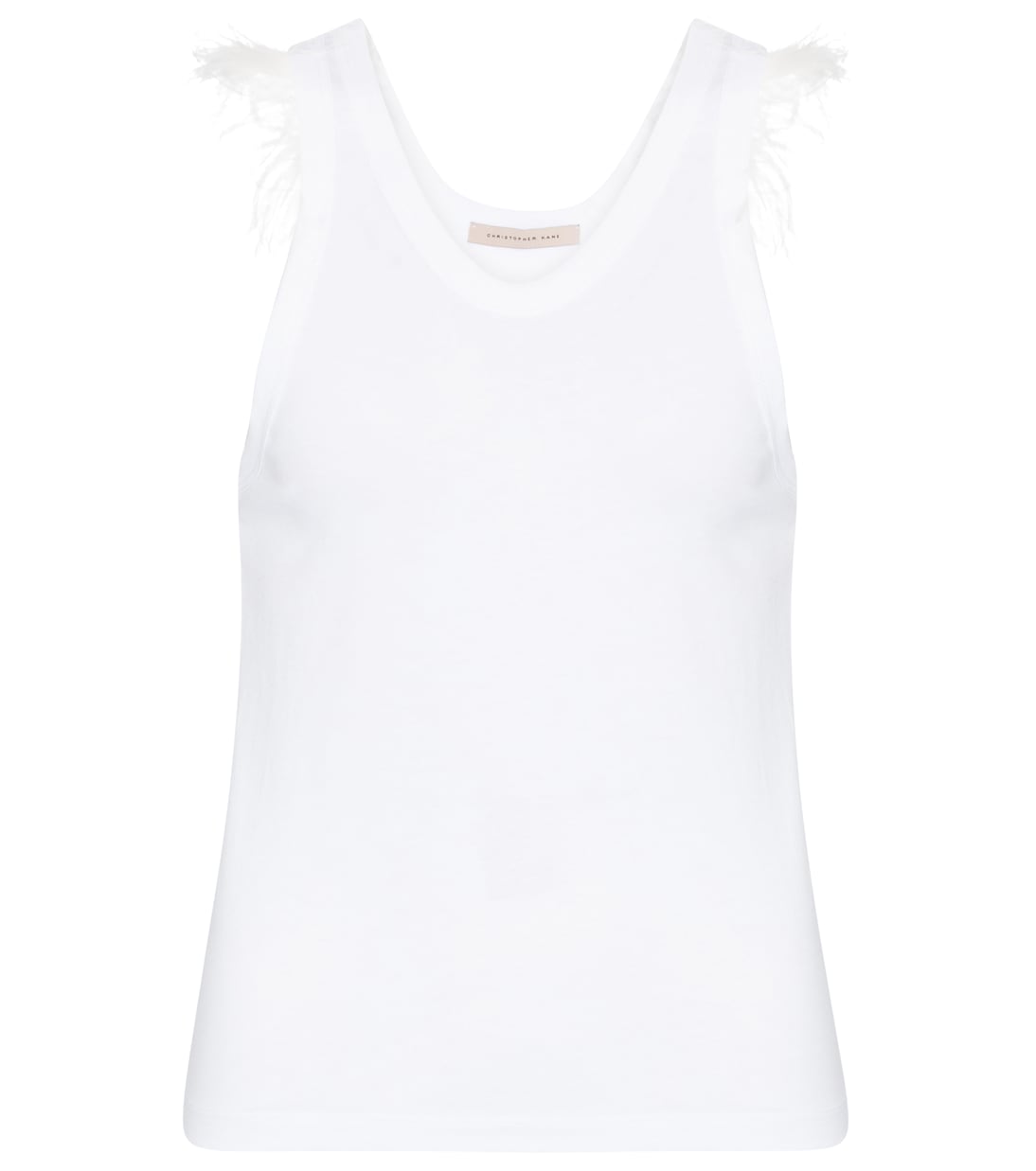 

Майка из хлопкового джерси с отделкой из перьев Christopher Kane, белый