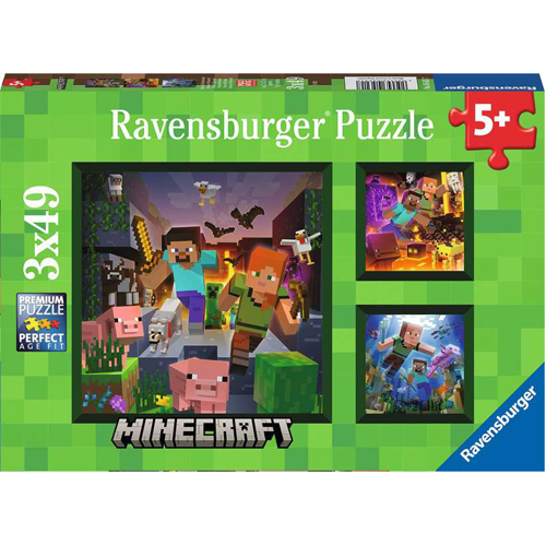 

Пазлы Ravensburger Minecraft Biomes 3X 49 Piece Jigsaw Puzzles