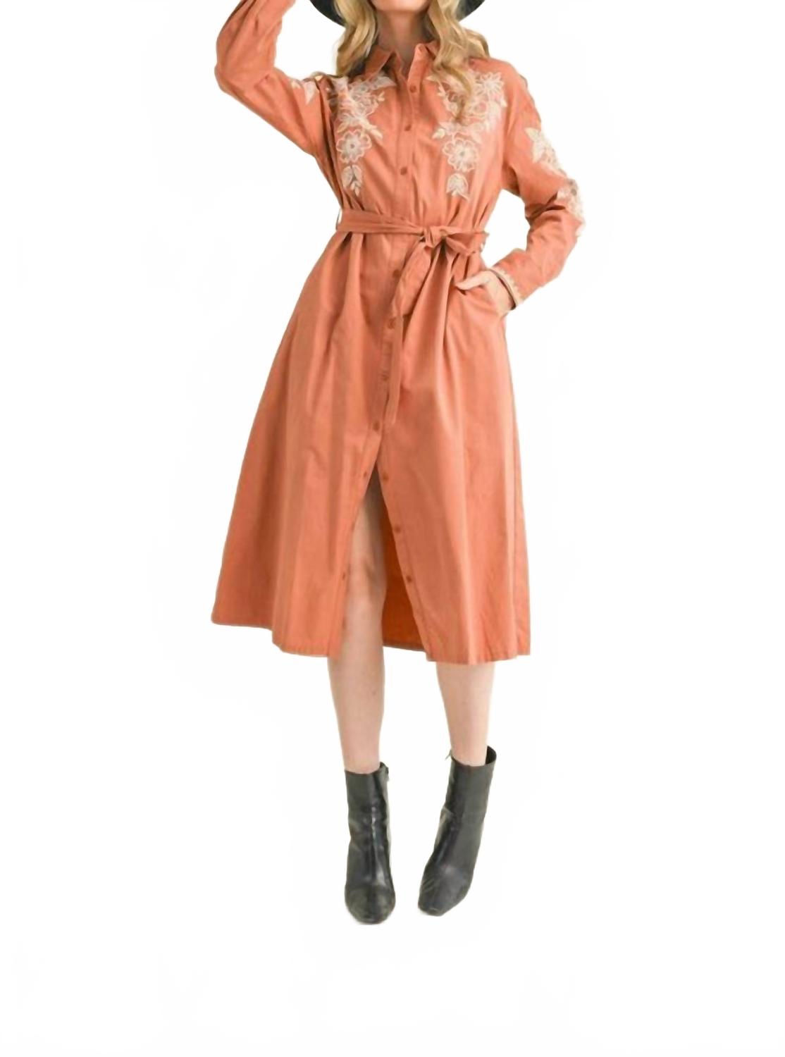 

Цветочное вышитое миди-платье в янтарном цвете &merci, Amber