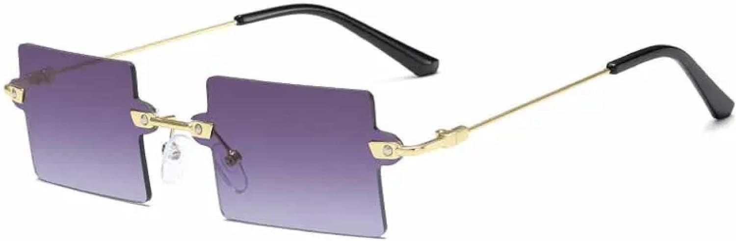 

Винтажные модные солнцезащитные очки без оправы для женщин и мужчин, в стиле металл-панк, летние солнцезащитные очки для путешествий с защитой от УФ-излучения UV400 TKKTLLT, Gold Gradient Gray