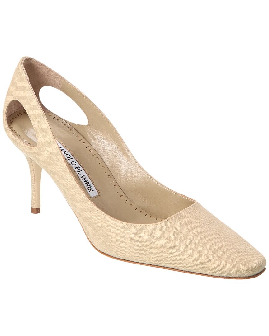 Туфли для льна Manolo Blahnik Toplaca 70, бежевый — фото 3