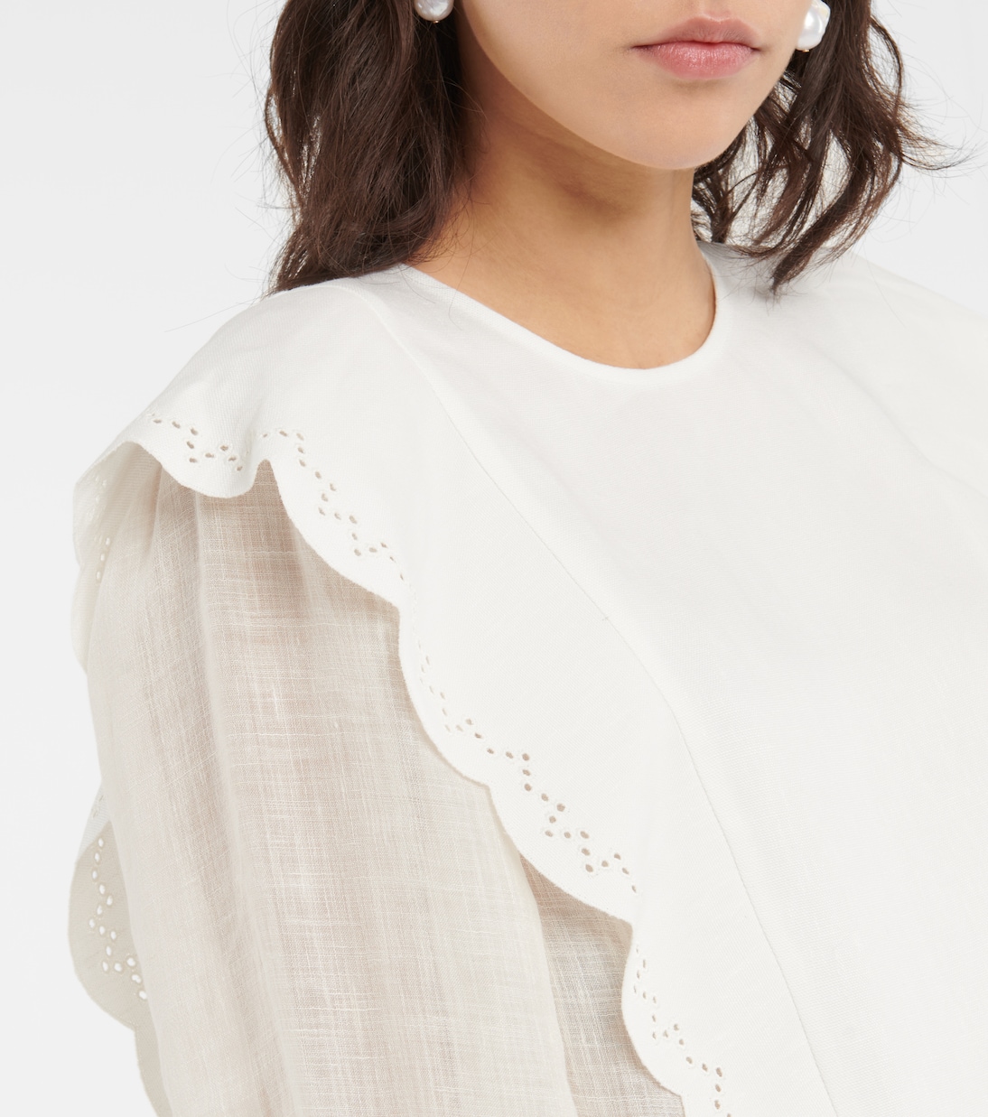 Льняная блузка с вышивкой Broderie Anglaise Chloé, Iconic Milk — фото 4