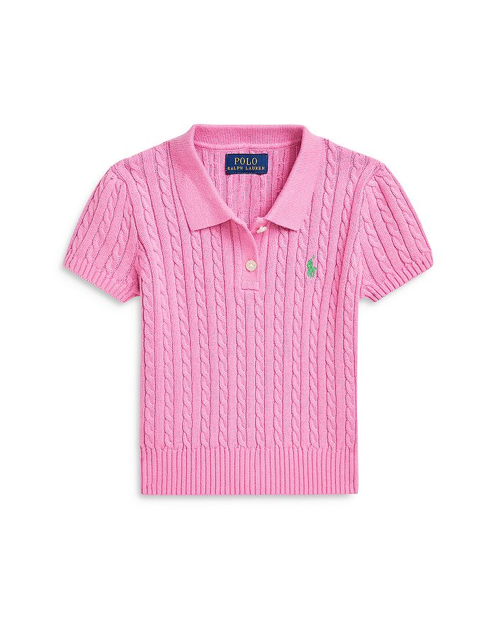 

Свитер-поло из хлопка с мини-косичками для девочек - Little Kid Ralph Lauren, розовый