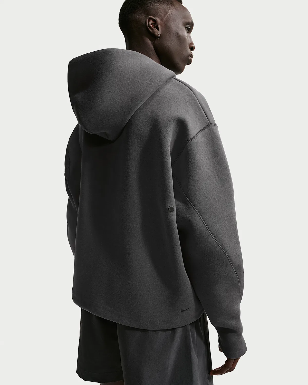 Мужская флисовая худи на молнии Nike Tech, Anthracite/Black — фото 2