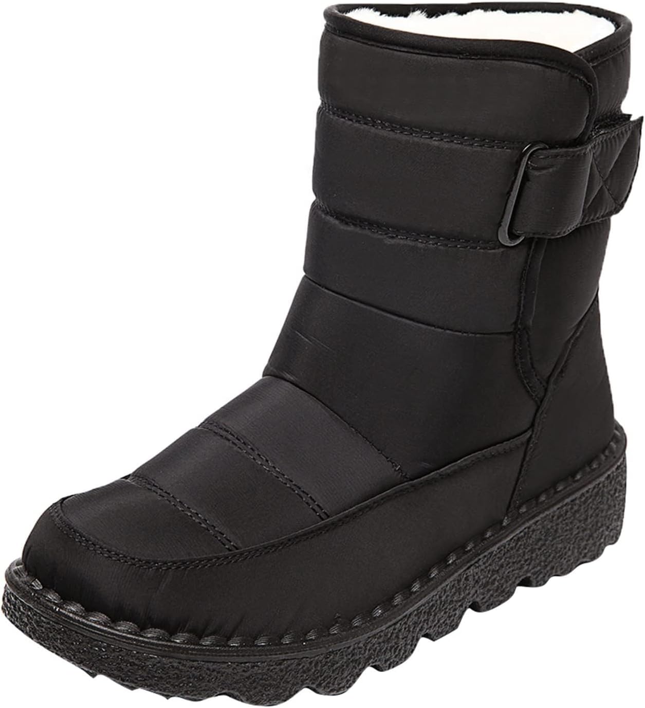 

Женские и мужские зимние снежные ботинки с теплой меховой подкладкой, водонепроницаемые, нескользящие, удобные ботильоны, утепленные термальные с пушистой подкладкой, повседневные легкие ботильоны с застежкой-липучкой Generic, черный