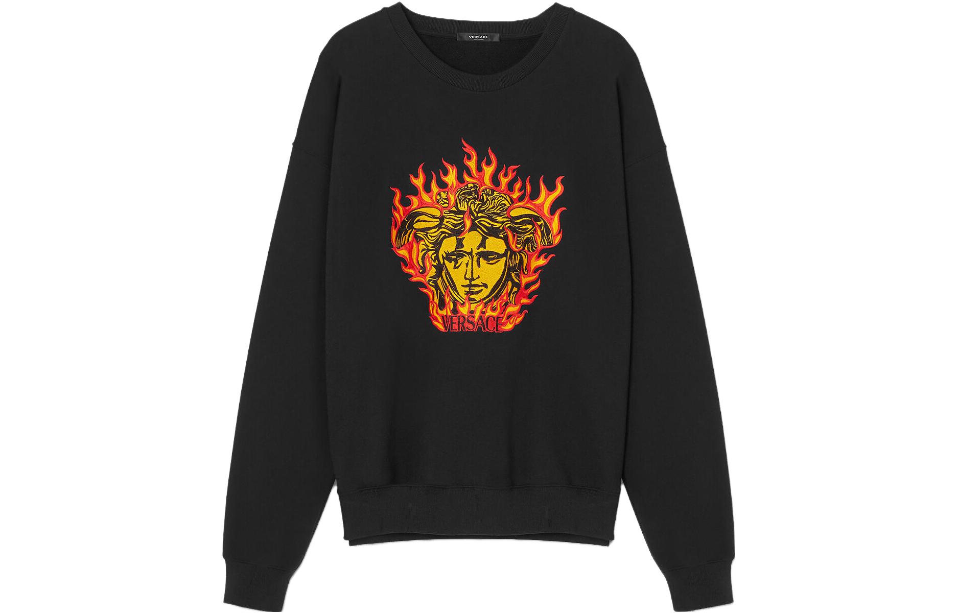 Футболка Medusa Flame с вышивкой VERSACE, черная — фото 2