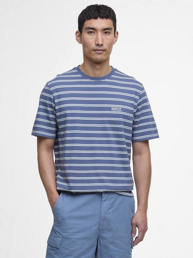 

Футболка в полоску с коротким рукавом из хлопка bernie обычного покроя Barbour, цвет Washed Blue