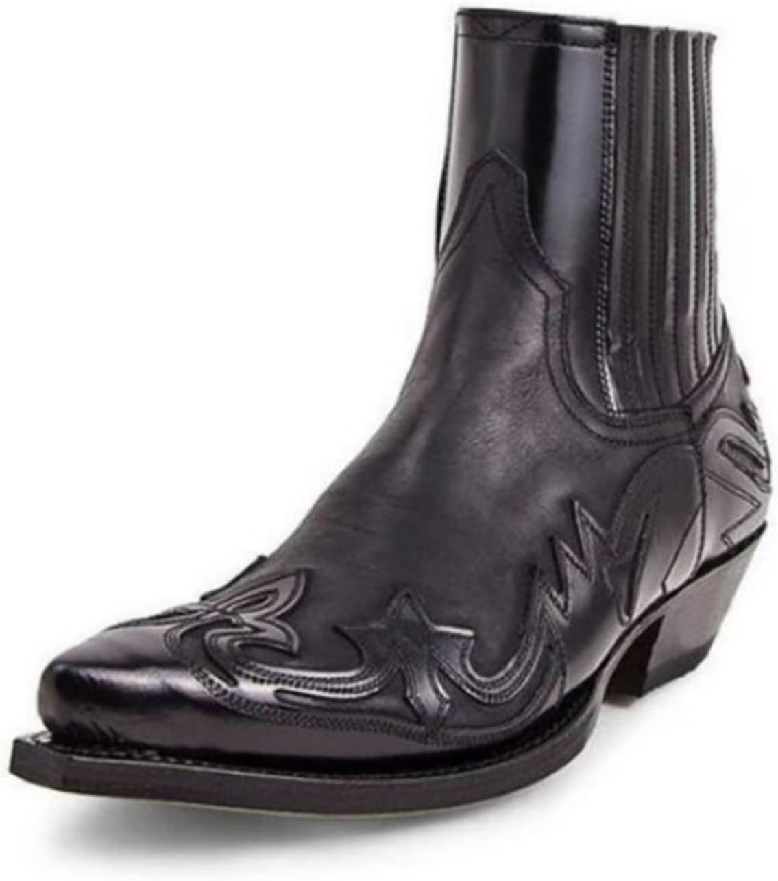 

Мужские ковбойские ботинки с низким каблуком, заостренным носком, выполненные из PU кожи с вышивкой и принтом, повседневные рыцарские ботинки ретро классические, унисекс, короткие, для весны и осени (Цвет: темно-коричневый женский / 5.5 мужской)...