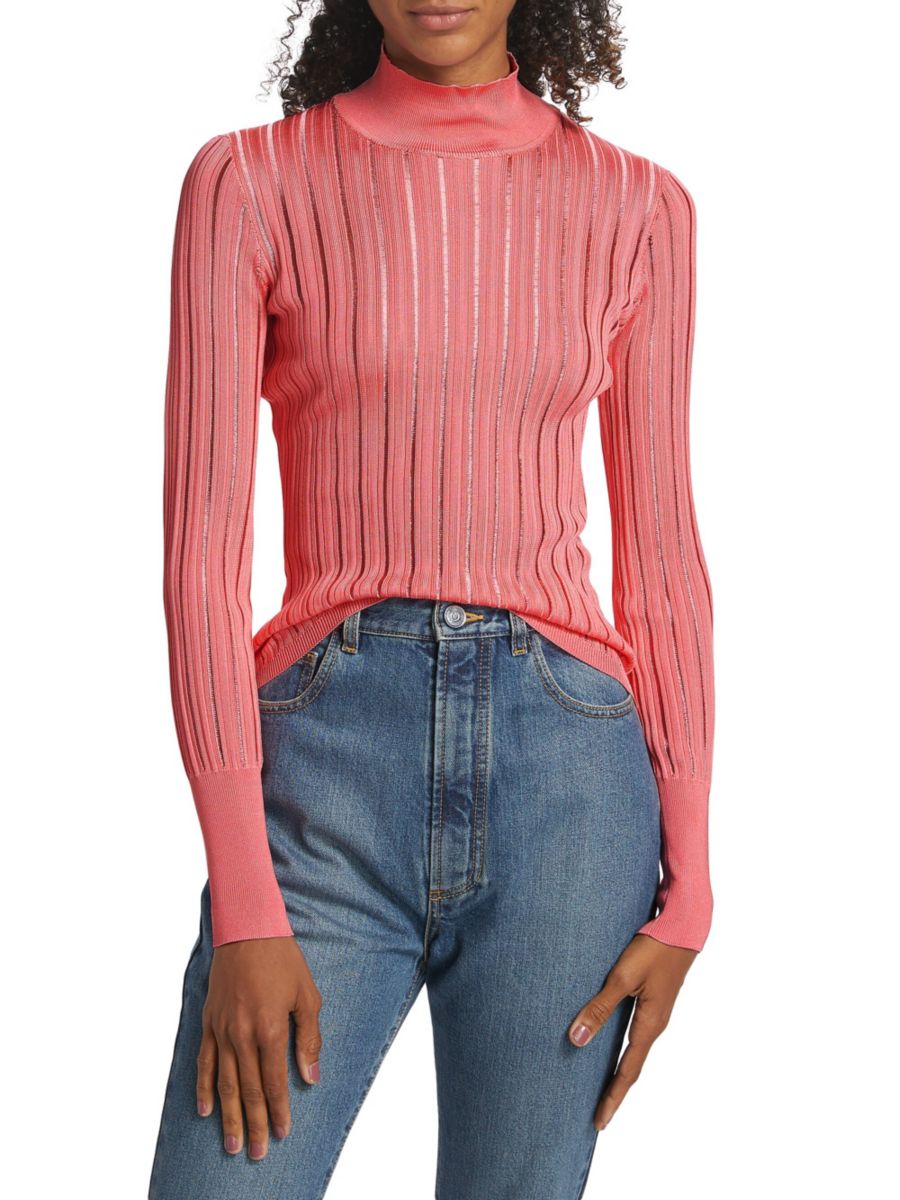 

Свитер с воротником-стойкой и кринолином Alaïa, цвет Rose
