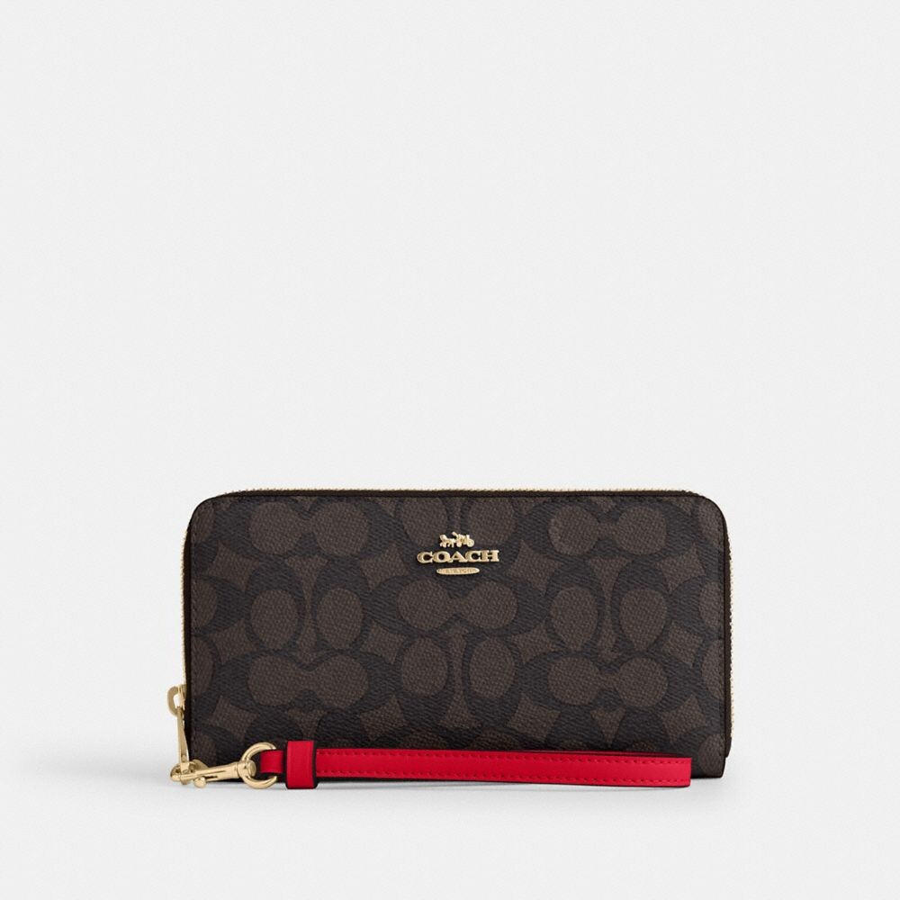 

Длинный кошелек на молнии COACH, цвет gold/walnut/bold red