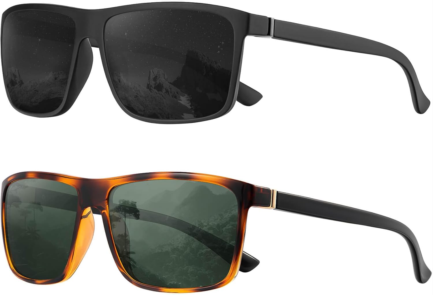 

Поляризованные солнцезащитные очки KALIYADI для мужчин и женщин, мужские солнцезащитные очки с защитой от УФ-излучения для вождения, рыбалки, гольфа (3 шт.), (2 Pack) Black/G15