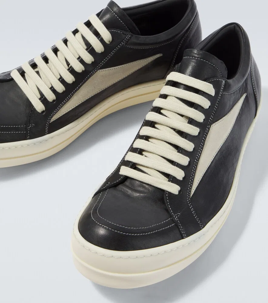 Винтажные кожаные низкие кроссовки Rick Owens, черный — фото 3