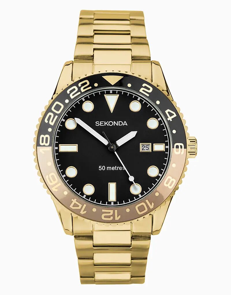 

Мужские аналоговые часы Ocean 43 мм в золоте Sekonda