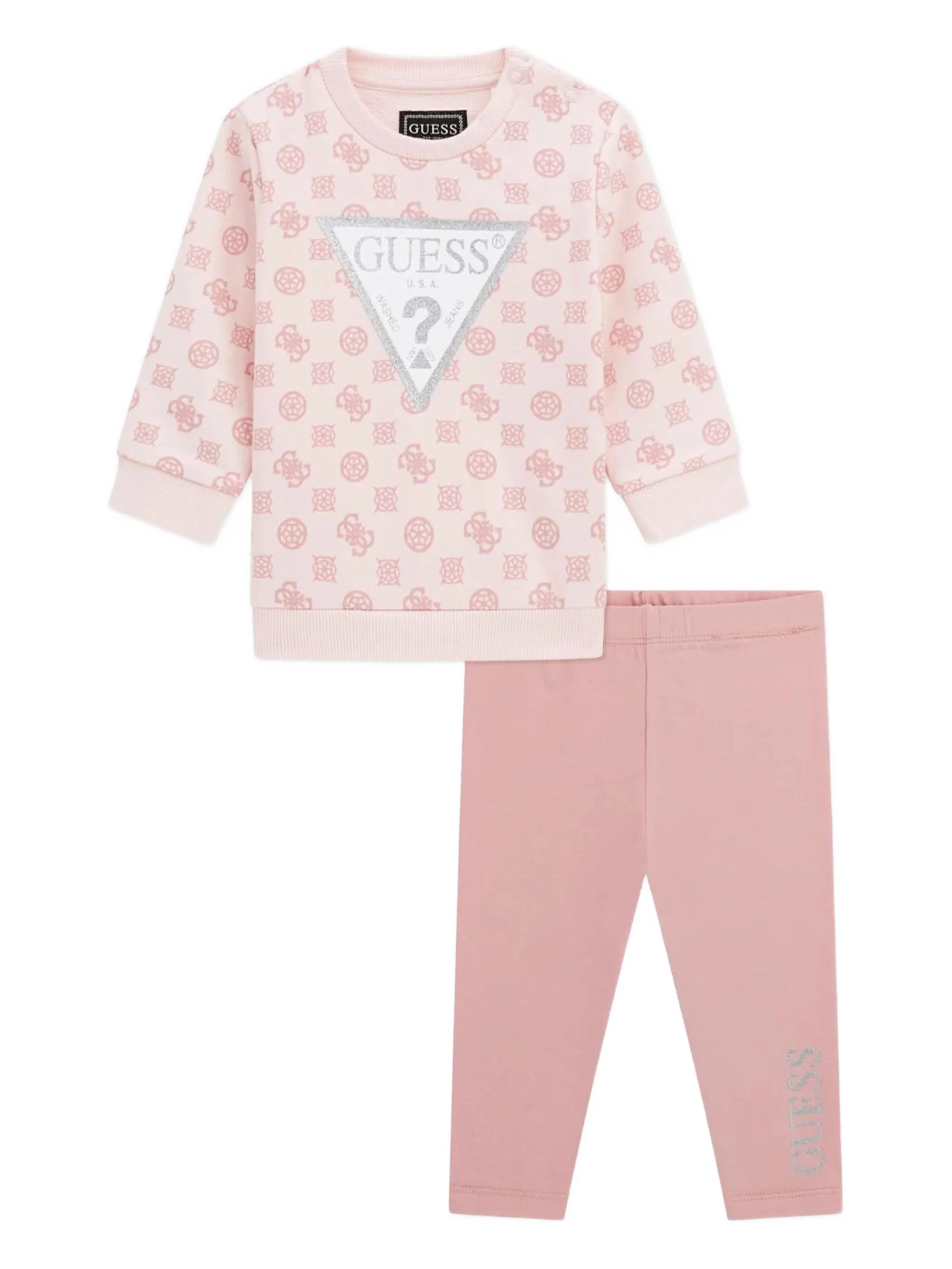 

Комплект из топа и брюк с логотипом Guess Kids, розовый