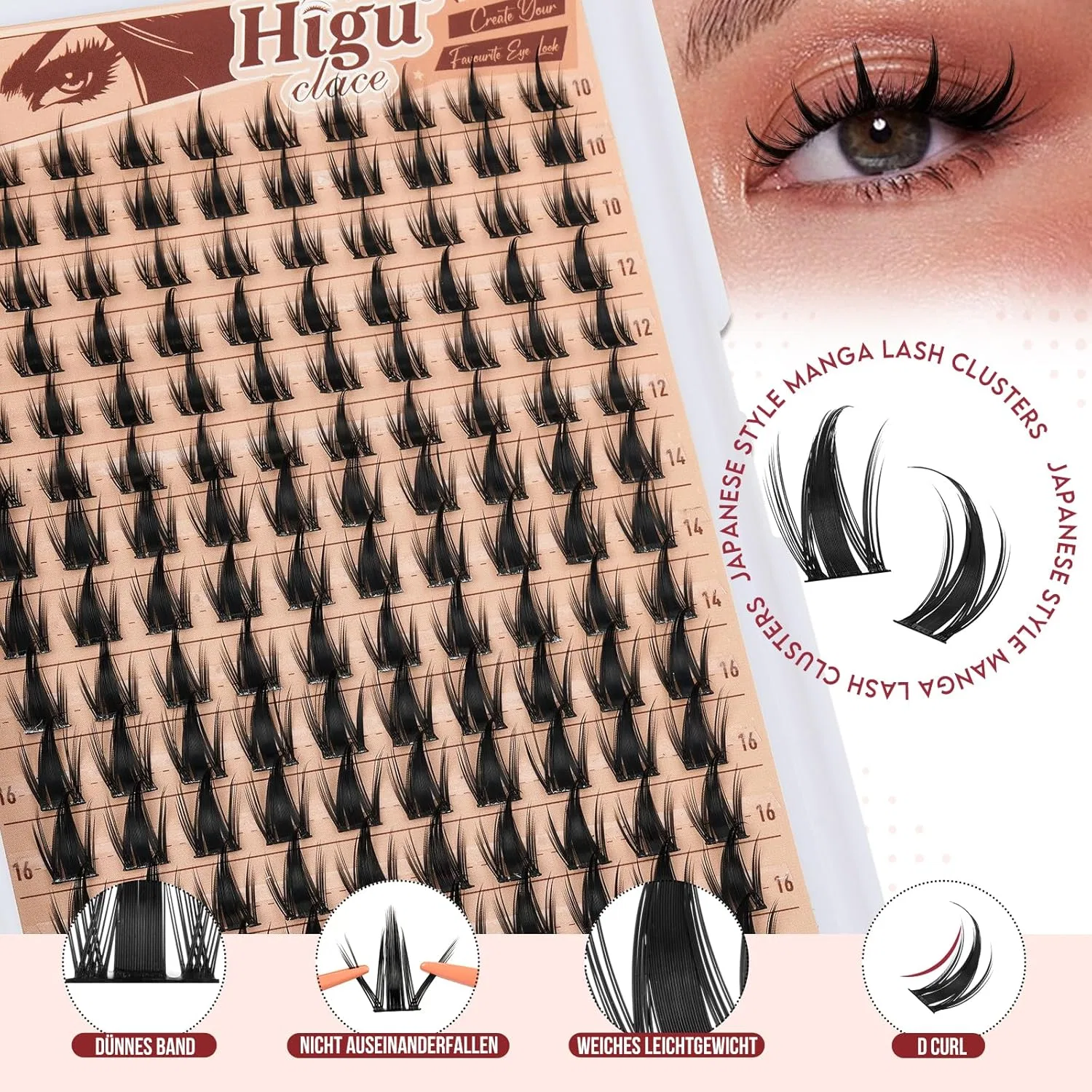 Набор для наращивания ресниц «Eyelash Extensions Set Mixed» от Higu clace Higu Clace, Cluster Lashes D 10-16Mm Xyt — фото 3
