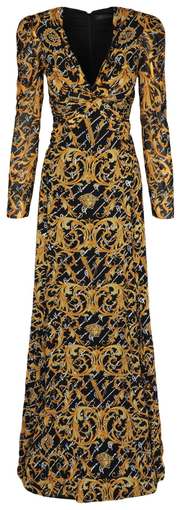 

Вечернее платье Versace с барочным принтом, разноцветное