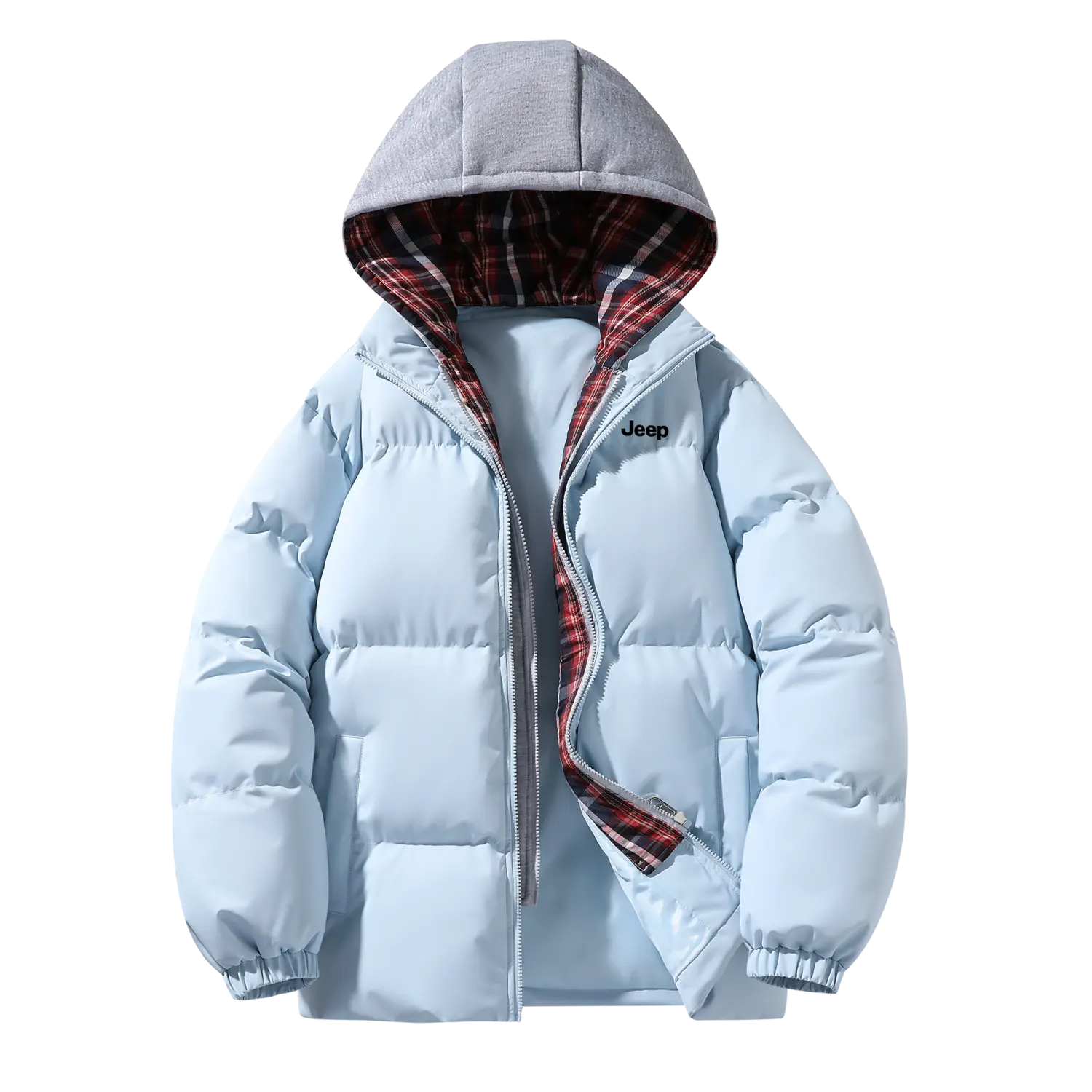 

Пуховик Lifestyle Unisex Jeep, sky синий красный plaid