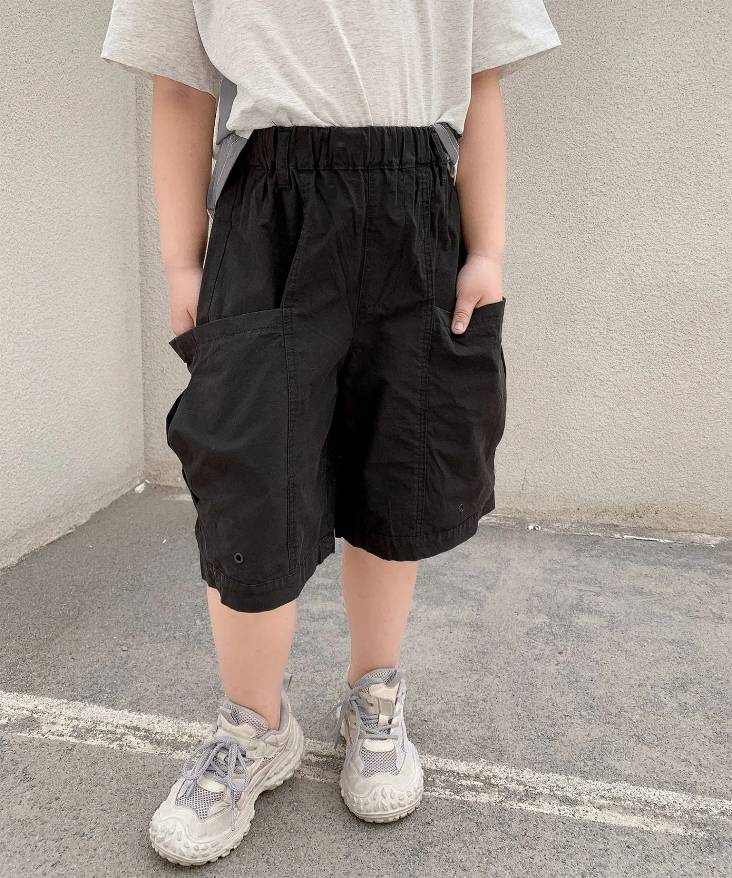 Детские широкие шорты-карго Aimoha Kids, black