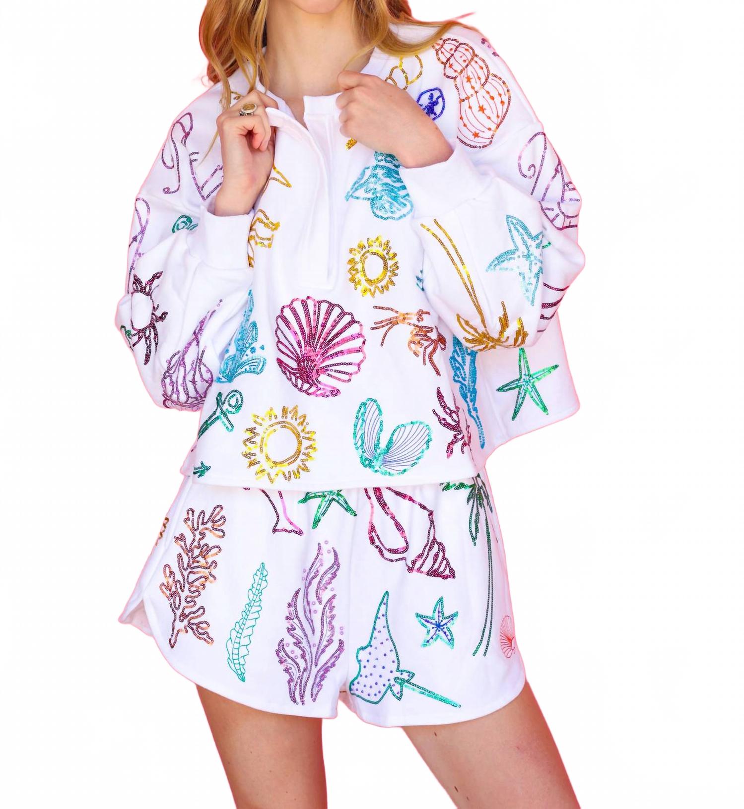 

Шорты Outline Rainbow Under The Sea Icon Short In White QUEEN OF SPARKLES