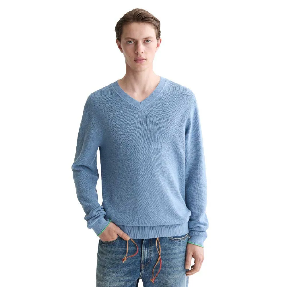 

Свитер Scotch & Soda Regular Fit Linen v neck, синий