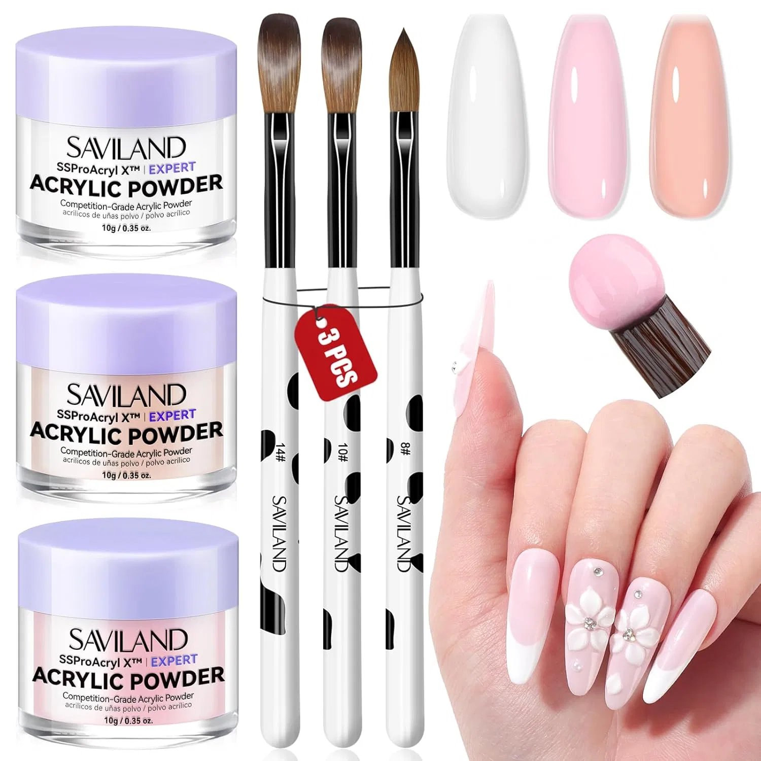 Набор для акрилового наращивания ногтей SAVILAND Saviland, Nude Pink White