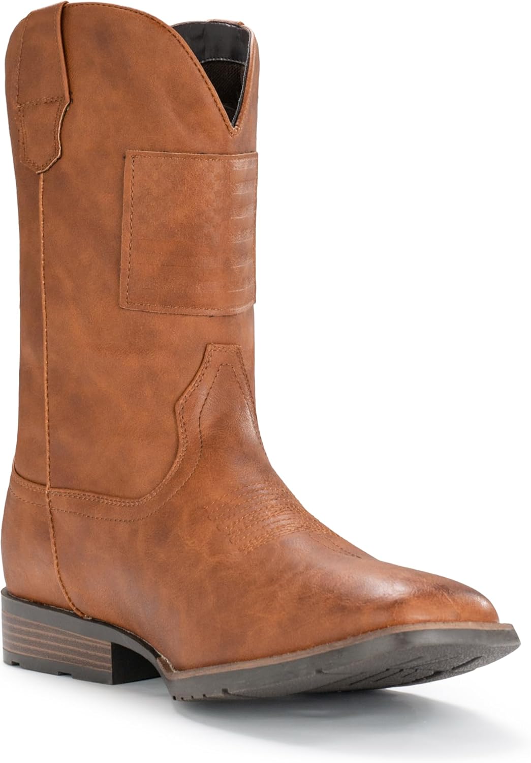 

Мужские ковбойские сапоги IUV с широким голенищем, западного стиля, с традиционным американским флагом, ретро с квадратным носком, деревенские сапоги, бордовый