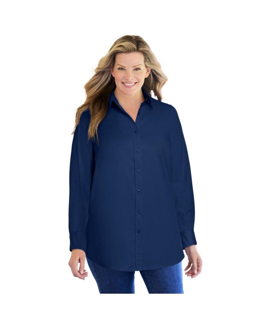 

Рубашка с длинным рукавом идеального размера для полных женщин Woman Within, Original navy