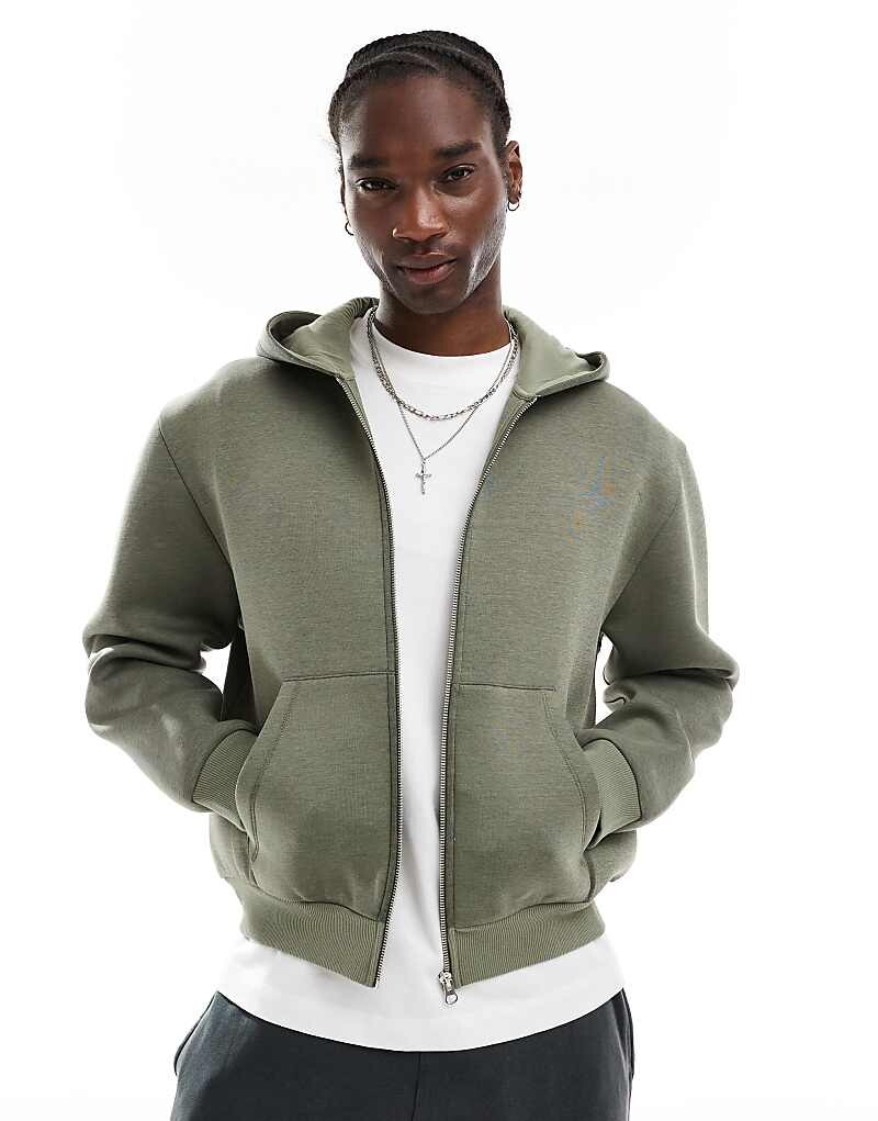 

Толстовка свободного кроя из неопрена цвета хаки ASOS DESIGN