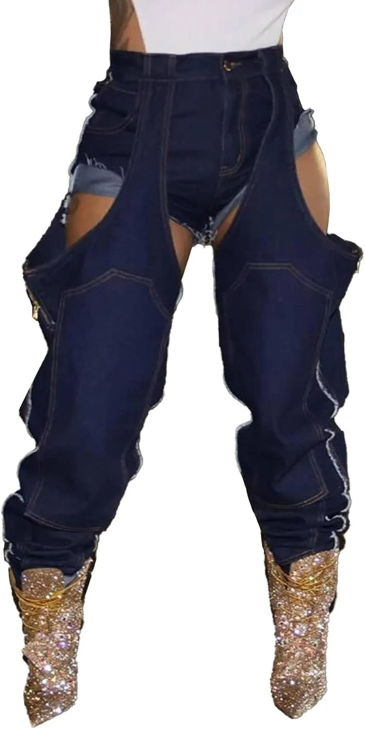 

Женские джинсы Tbahhir с потертостями и заплатками, завышенная талия, широкие штанины