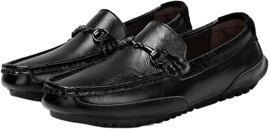 

Мужские лоферы JIADELI Мокасины Обувь с круглым носком Легкая Кожаная Гибкая Противоскользящая Классические Слипоны (Цвет: черный, Размер: 10)