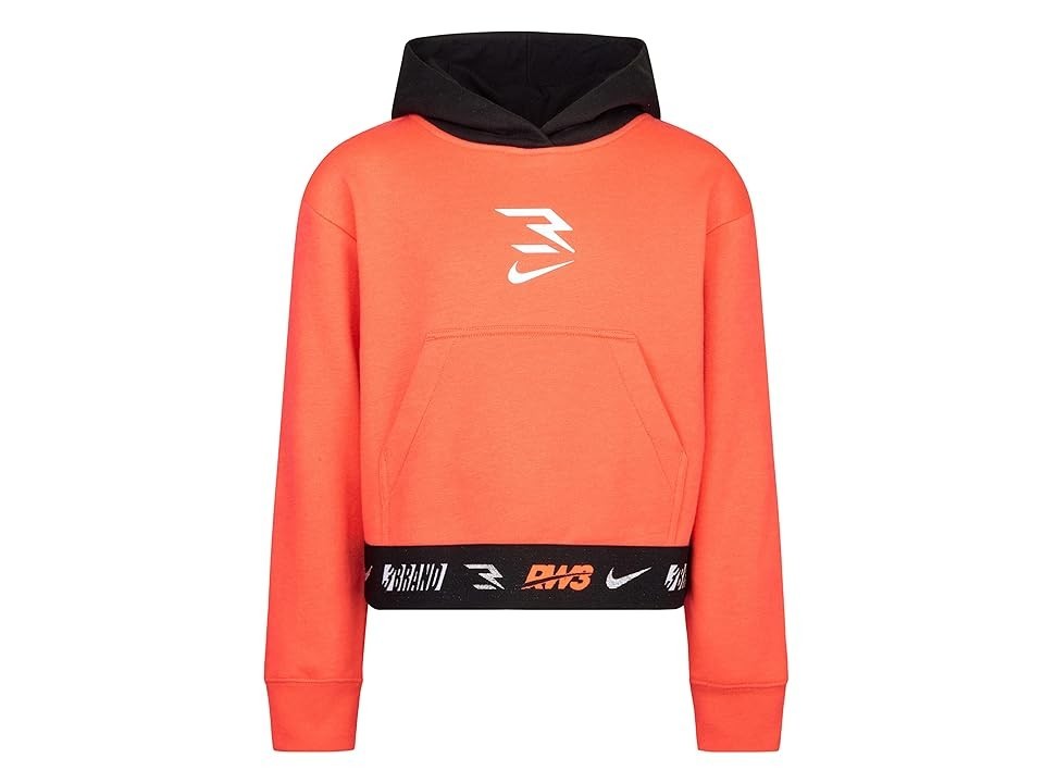 Укороченная толстовка Nike 3BRAND для девочек, розовая, хлопковая, с карманом-кенгуру, GBO242 — фото 2