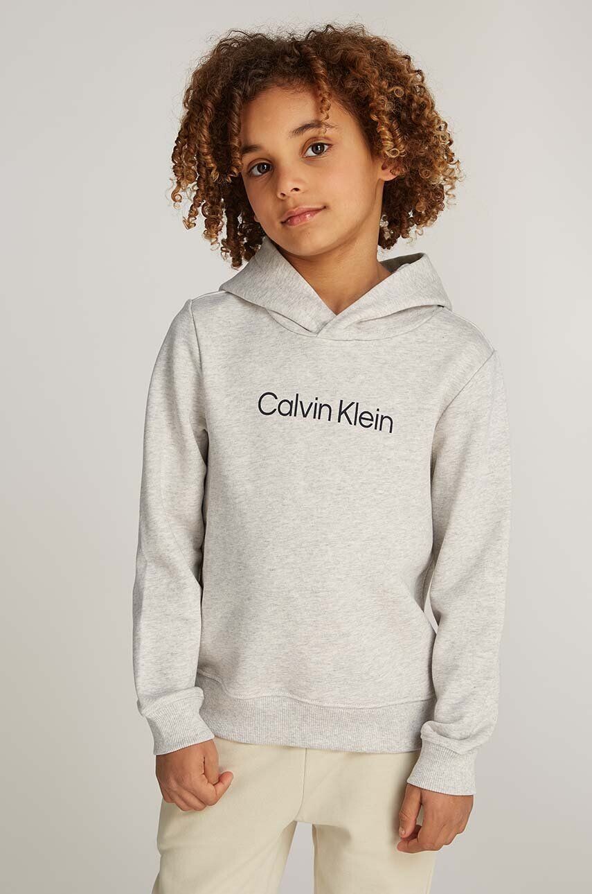 Хлопковая толстовка Calvin Klein Jeans для мальчика/девочки, серый — фото 2