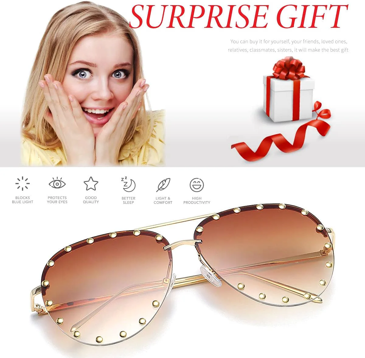 

Женские солнцезащитные очки Dollger Studded, модные очки-авиаторы с металлической оправой и защитой от УФ-излучения UV 400, A8:2 Packs-grey+gradient Tea Lens