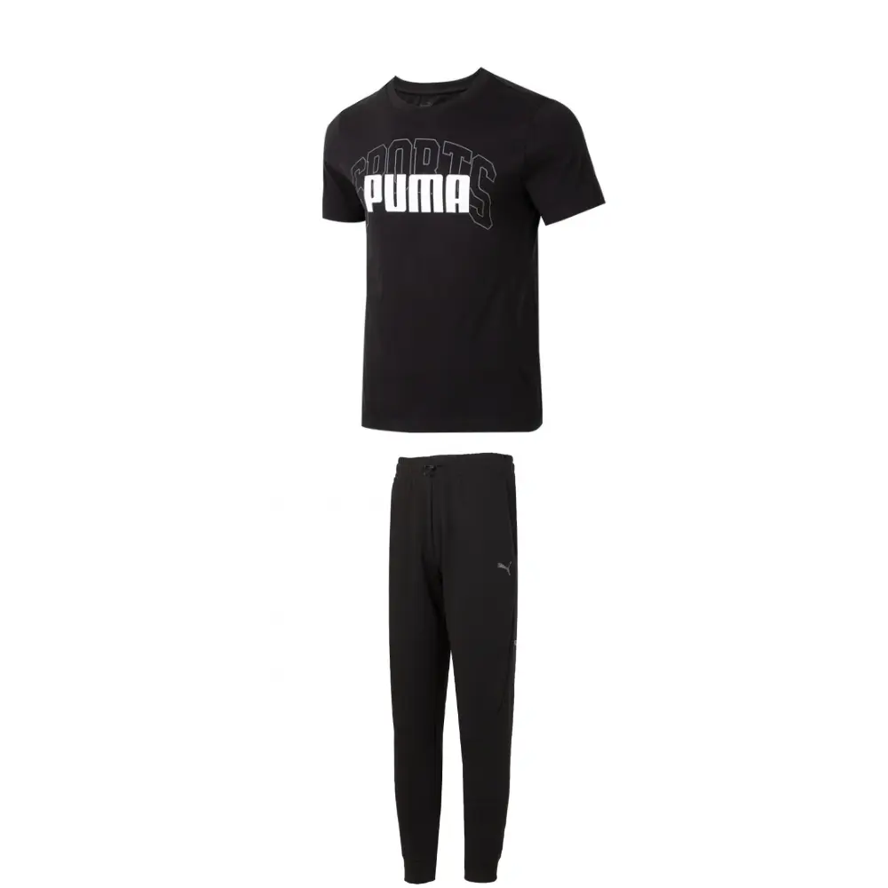 

PUMA Повседневный спортивный комплект для мужчин Black Top+Black Bottom