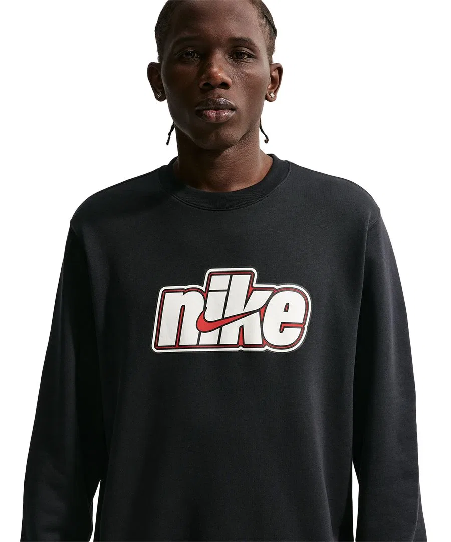 Мужская толстовка с круглым вырезом из французского трикотажа Nike, Black — фото 2