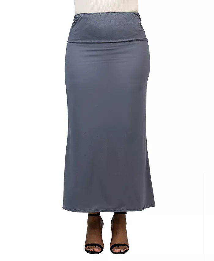 

Юбка макси с отворотом больших размеров, удобная 24seven Comfort Apparel, серый