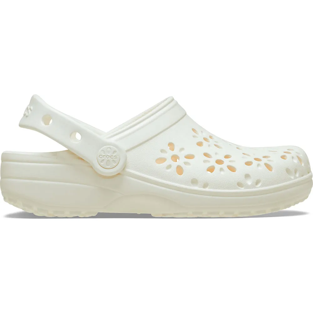 Классические сабо Crocs с цветочным принтом и вырезом, белый — фото 3