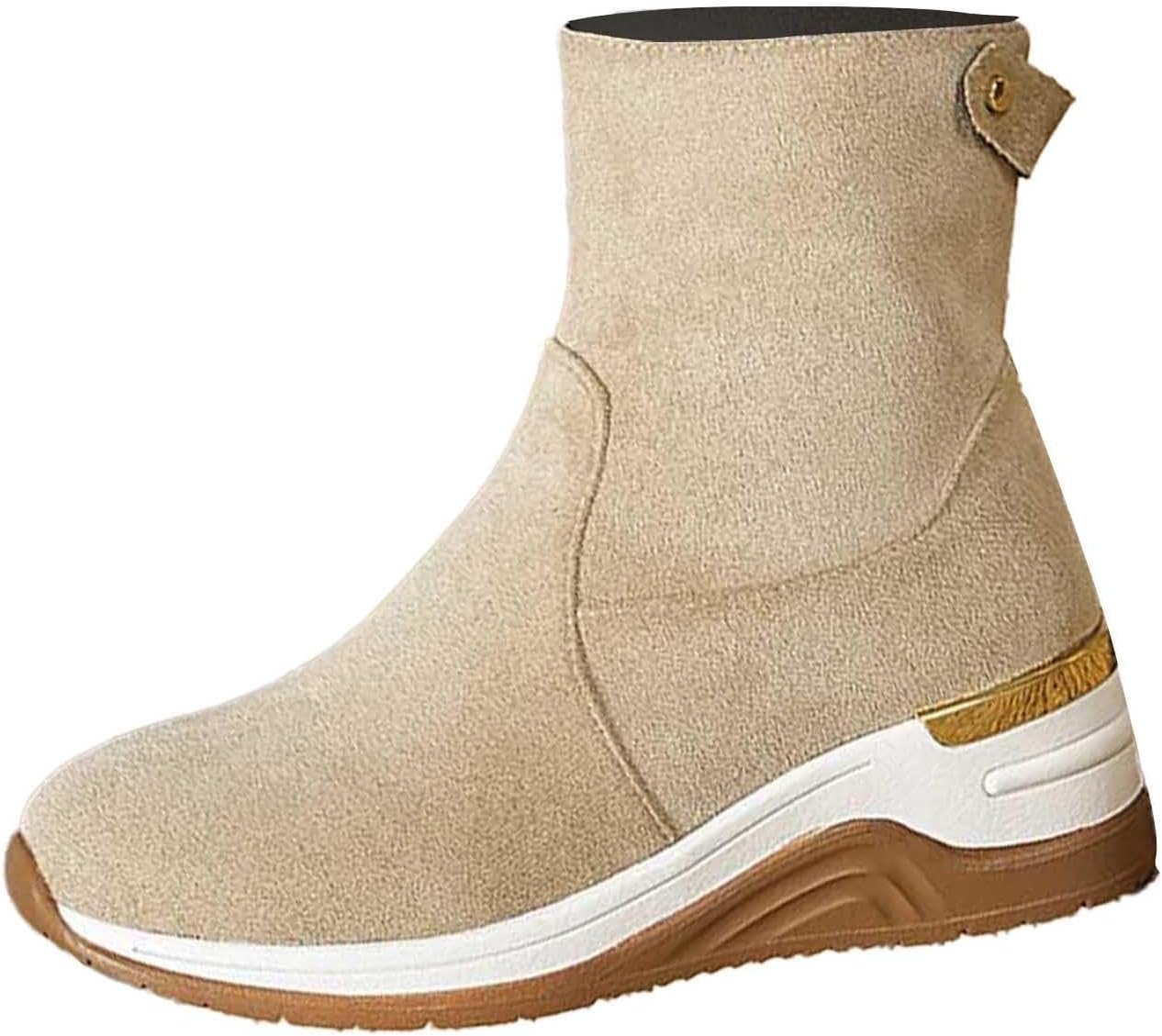 

Женские зимние мини-ботинки Toumov с застежкой-молнией сбоку, модная платформа, удобные ортопедические ботильоны с поддержкой свода стопы, нескользящие ботинки на танкетке, хаки