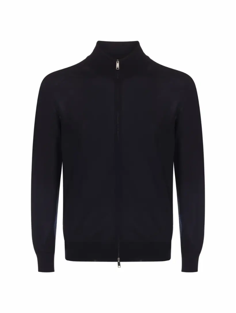 

Шерстяной кардиган на молнии Zegna, тёмно-синий
